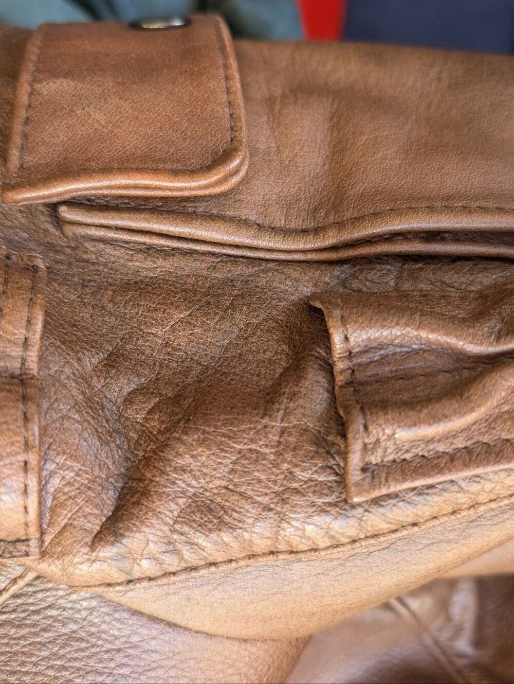 RARE Vintage 80s Thunderwear Brown Leather Bomber Jacket Men's Size 48 (XL-2XL)